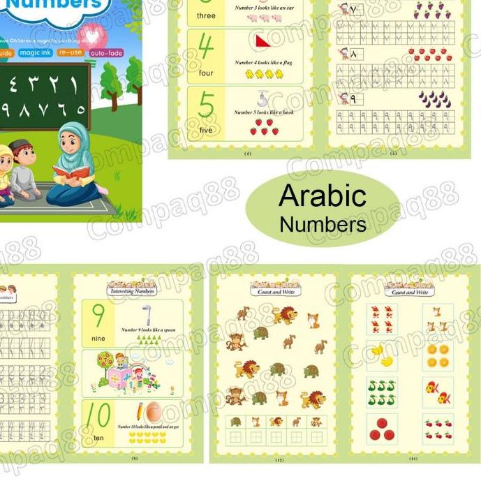

1 Set 2 Buku Magic Pratice Book Hijaiyah & Arabic Numbers Buku Belajar Menulis Buku Magic 3D .,