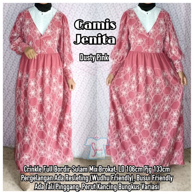 Gamis Bordir Brokat Model Lesti, Gamis Lesti Bordir Sulam LD 106cm