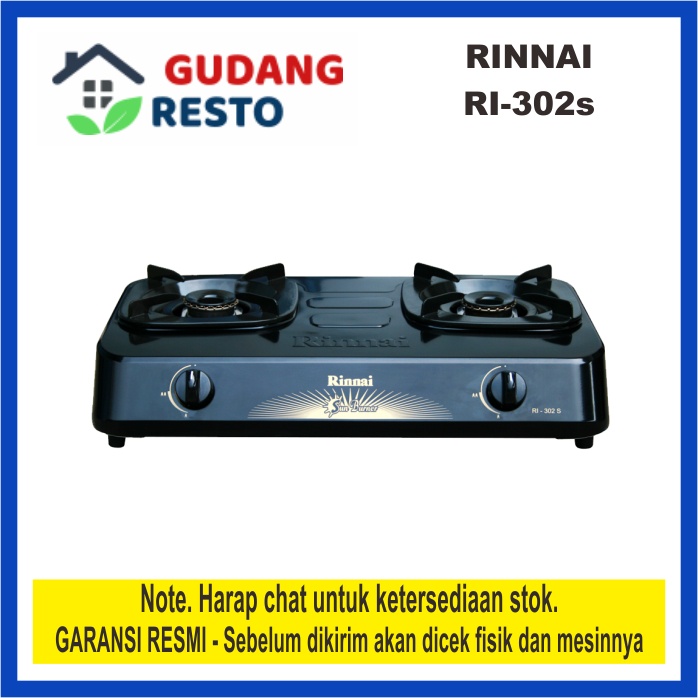 RINNAI RI-302-S / RI 302S 302 S KOMPOR GAS / LPG 2 TUNGKU / MATA SUN BURNER HEMAT GAS