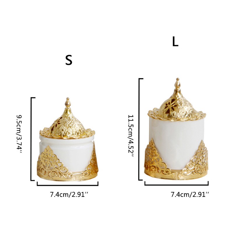 1pc Pembakar Dupa Desain Golden Eastern Middle Bahan Keramik Besi Tempa