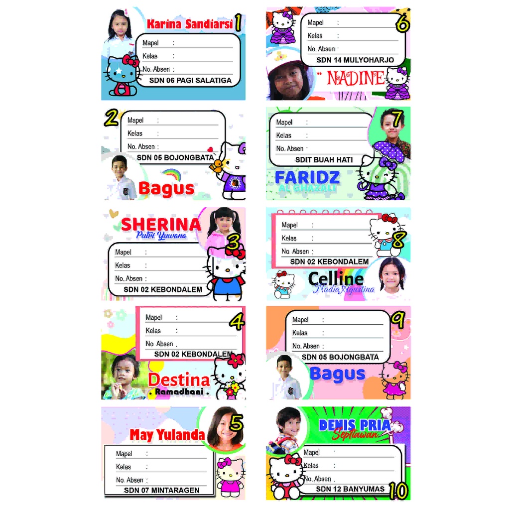 

Label Stiker Buku Tulis Anak Sekolah Gratis Custom Nama dan Foto murah