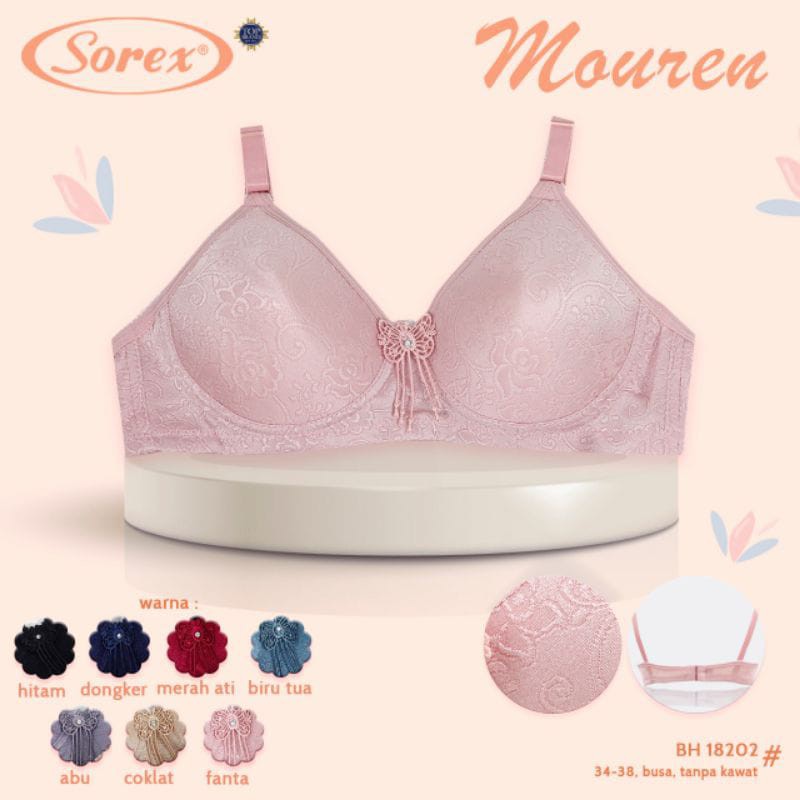 ORIGINAL BRA FASHION MOTIF CANTIK SOREX KAIT 2 BUSA TIPIS TANPA KAWAT 18202 18191 17079 17097 33449 18206 18217