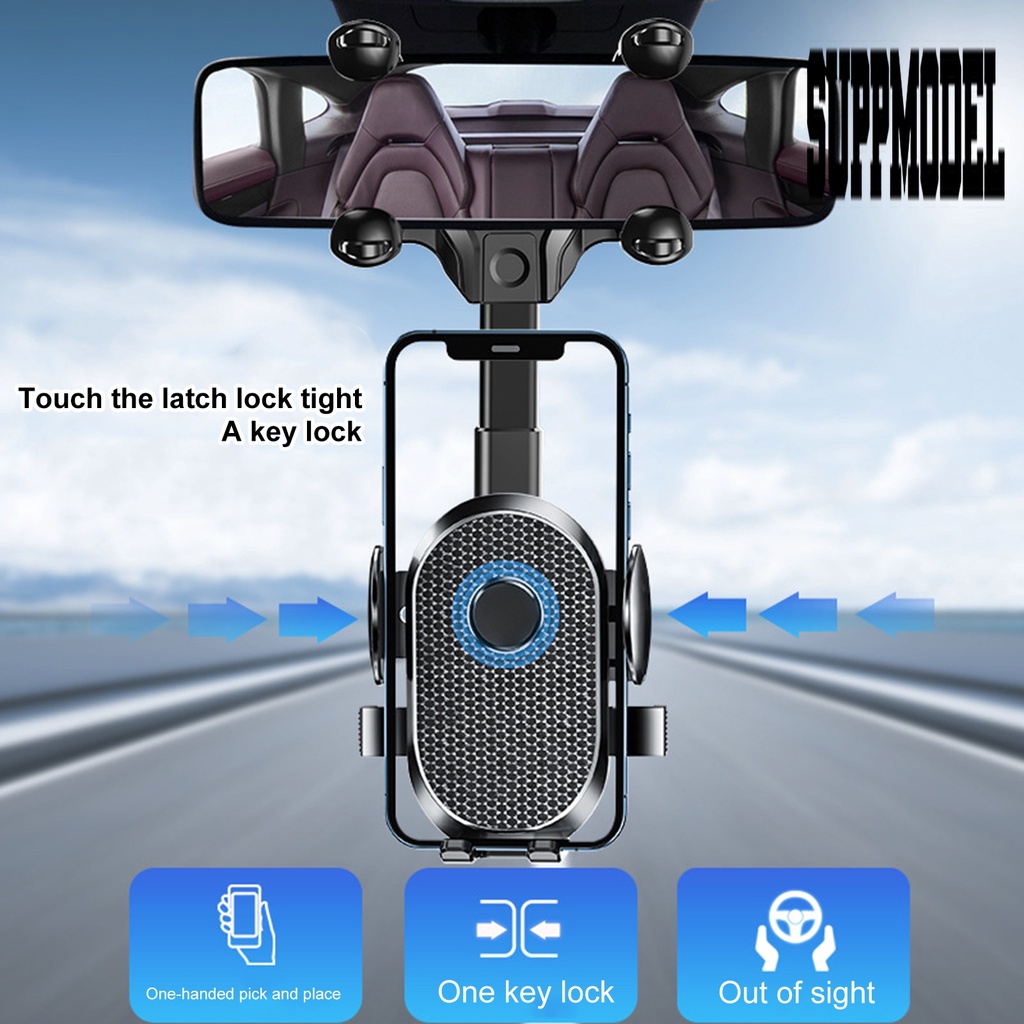 Stand Holder Handphone Bahan ABS Stabilitas Tinggi Tahan Karat Untuk Kaca Spion Mobil