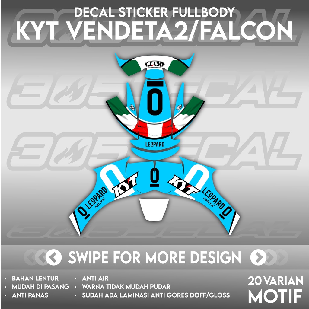 Sticker decal helm KYT Vendeta 2 Falcon Motif Leopard | decal helm | decal sticker