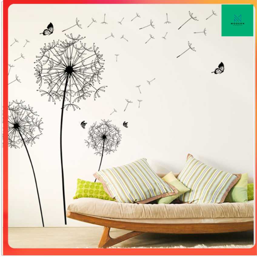 TD - CCA Sticker Wallpaper Dinding Black Dandelion - AY834