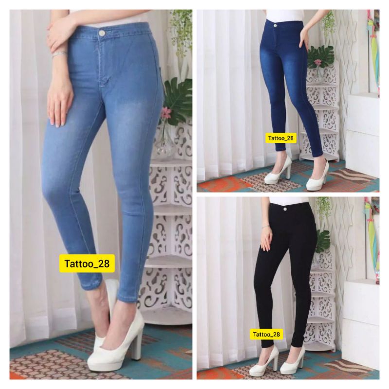 CELANA JEANS HIGHWAIST POLOS WANITA CEWEK