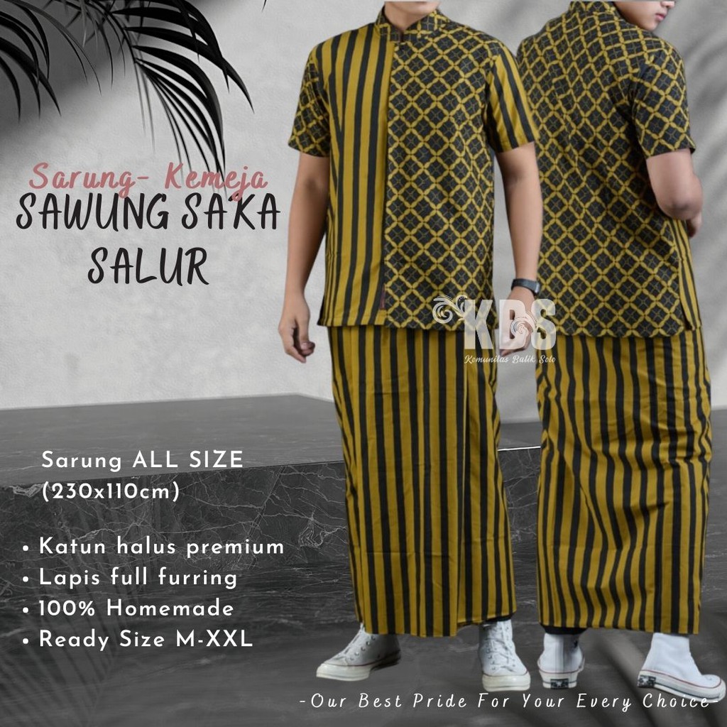 Setelan Sarung+Kemeja Koko Batik SAWUNG SAKA SALUR Pendek Original MURAKABI Katun Grounding Sragenan