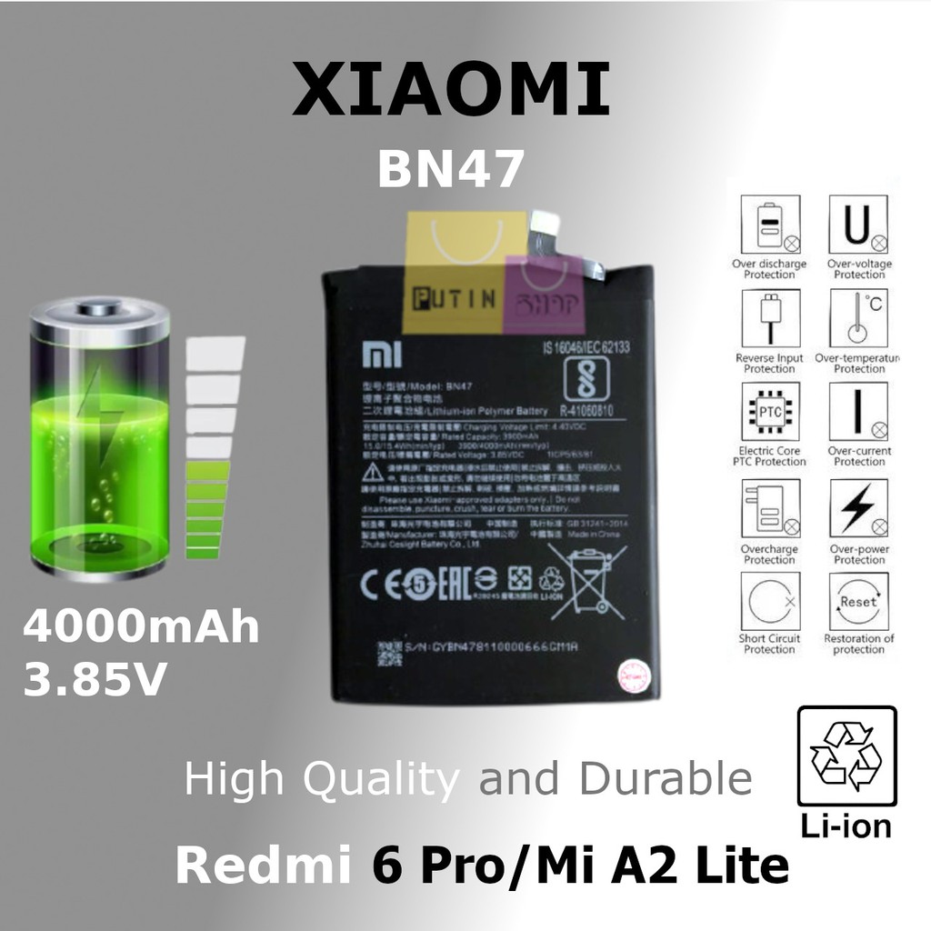 (P) Baterai Batre Battery Original Redmi 6 Pro / Mi A2 Lite BN47