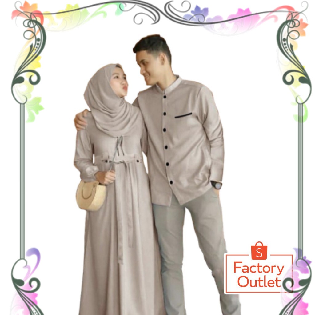 Baju Couple Set Busana Muslim Pria Dan Wanita Gamis Pasangan Murah Suami Istri Kekinian Baju Kopel M