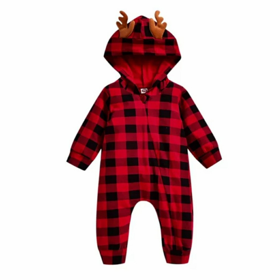 Christmas Romper Baby Black Red Checkered Romper bayi natal