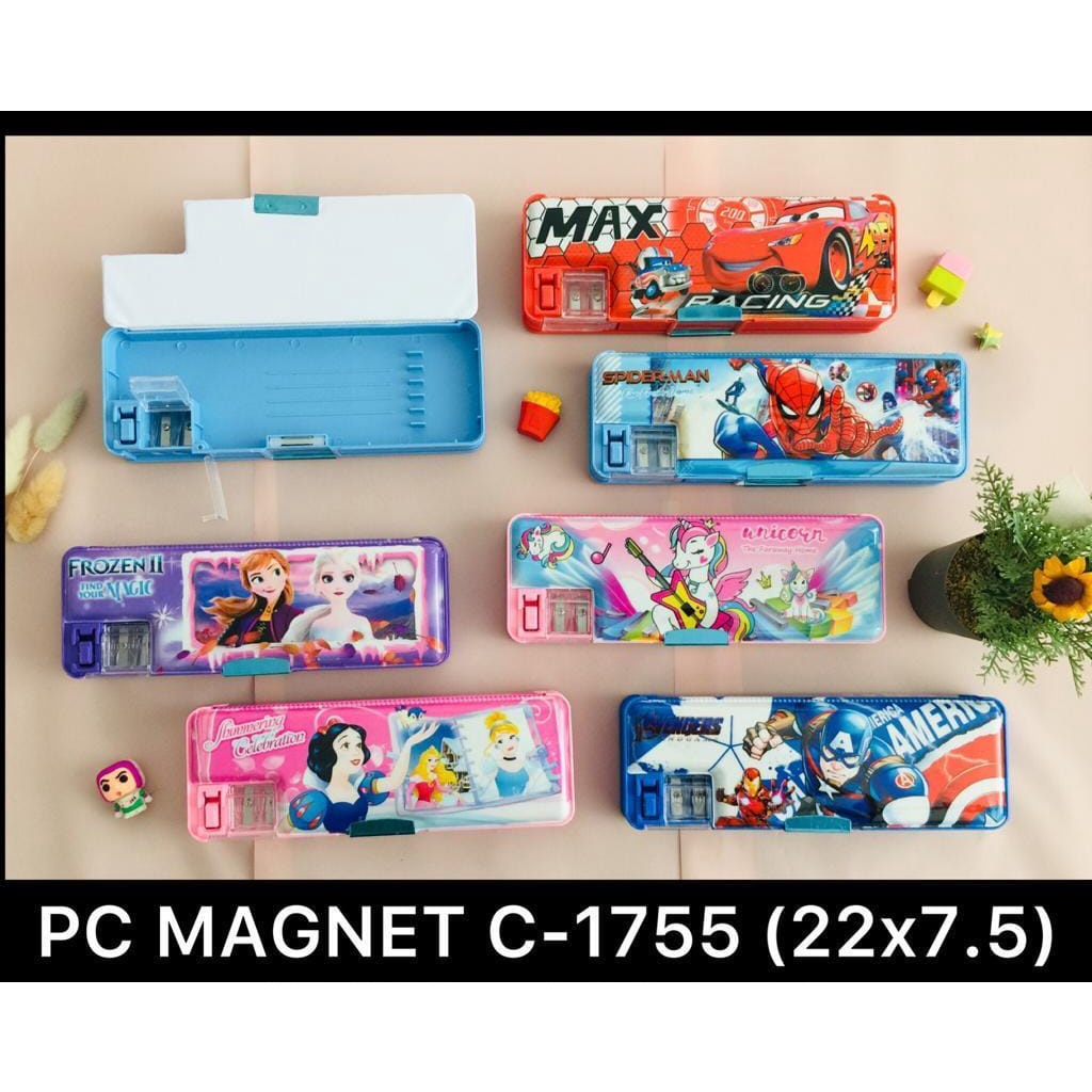 

LJK SHOP - KOTAK PENSIL MAGNET 2 SISI PLUS RAUTAN PENSIL TC-1755 KARAKTER KARTUN