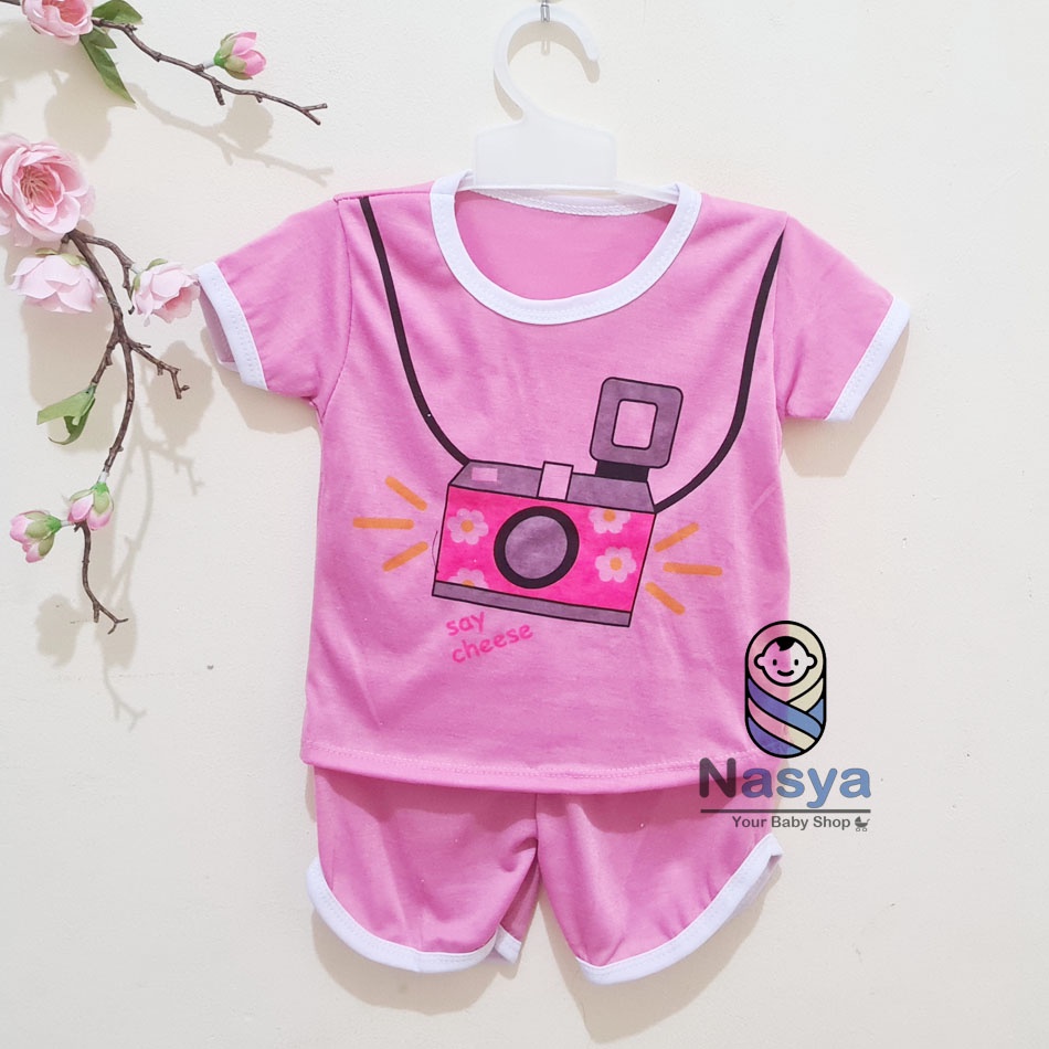 [J-015]  Setelan baju Bayi Perempuan Lucu - motif lucu (3-6 bulan)