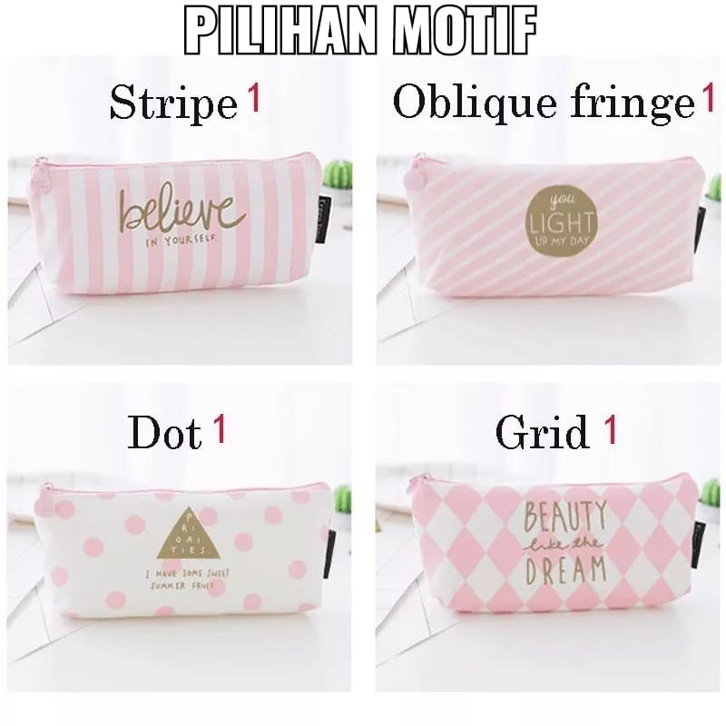 Tempat Pensil Motif Pink Lucu Import Kotak Pensil Premium Cute Tempat Pensil Serbaguna Pencil Case