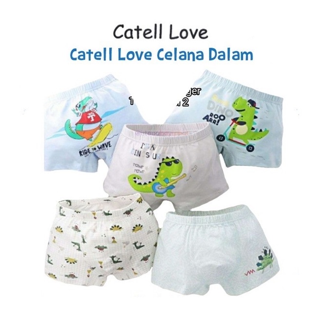 Catell Love Boxer Anak Laki - Laki 2 - 5 Tahun Celana Dalam Anak Isi 2 Pcs