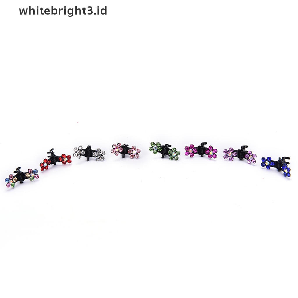 (whitebright3.id) 12pcs / Set Jepit Rambut Cakar Bentuk Bunga Aksen Kristal Untuk Aksesoris Bayi / Anak Perempuan