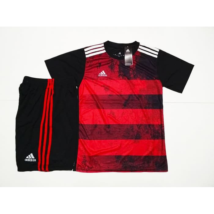 Olahraga Setelan Jersey Bola / Futsal (Cocok Untuk Kaos Tim) AD143 BLACK RED