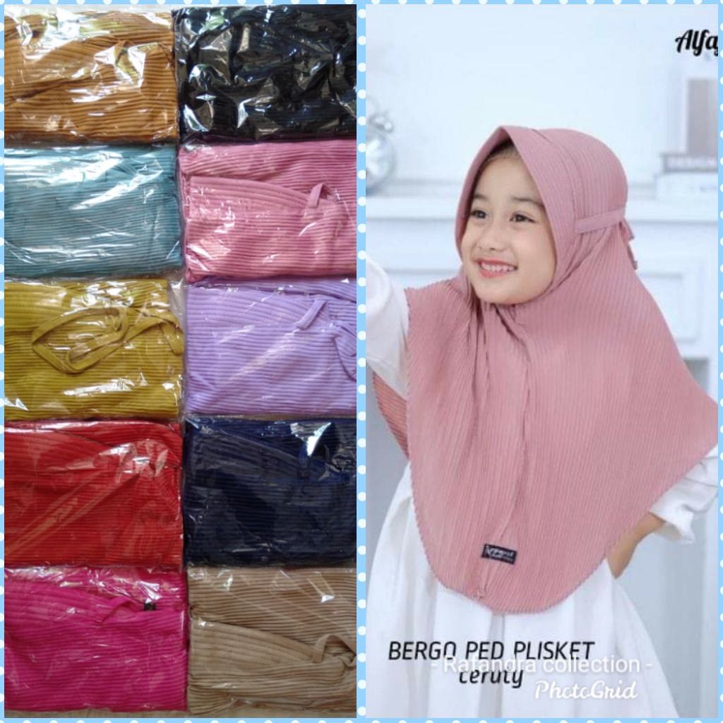 PROMO / Jilbab Plisket Anak / Jilbab Plisket Anak Perempuan / Jilbab Anak Motif Polos / Untuk Usia 3