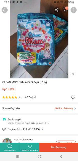 Deterjen Clean Mom Sabun Cuci Baju Bubuk 1,2 Kg