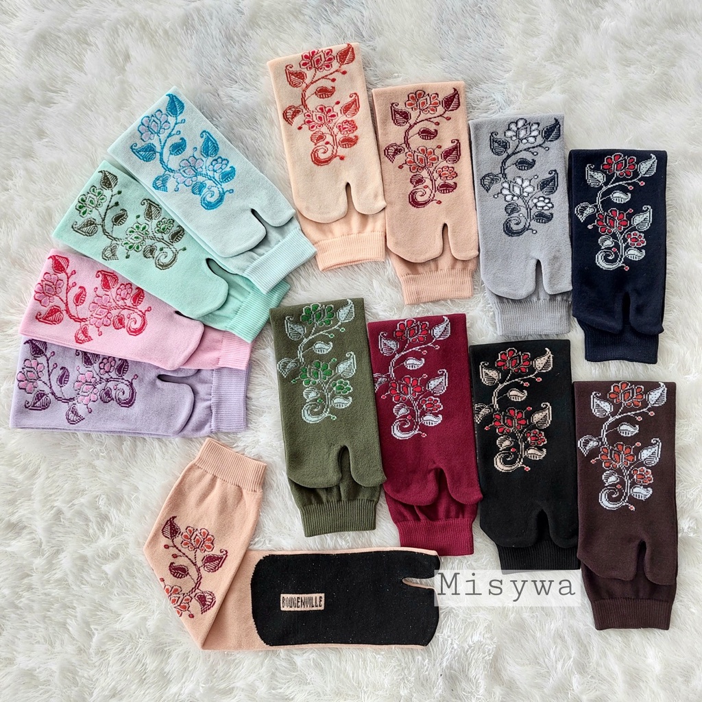 [BISA COD] Kaos kaki jempol muslimah MOTIF BOUGENVILLE || kaoskaki jempol panjang || kaos kaki jempol motif || kaos kaki wanita