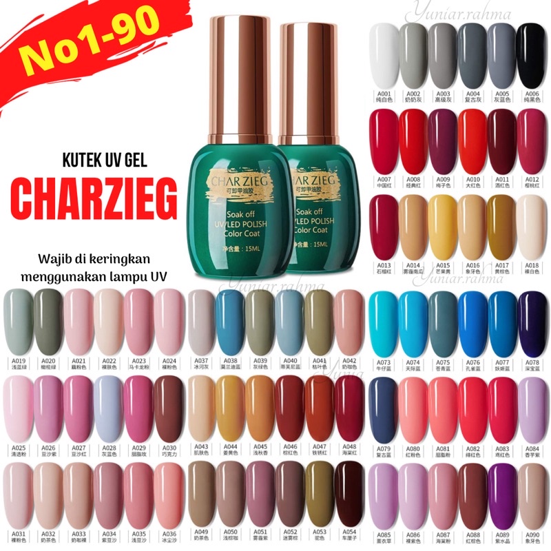 [CUCI GUDANG](1-90)kutek CHARZIEG 15ml uv led soak off gel polish kutek gel 15ml