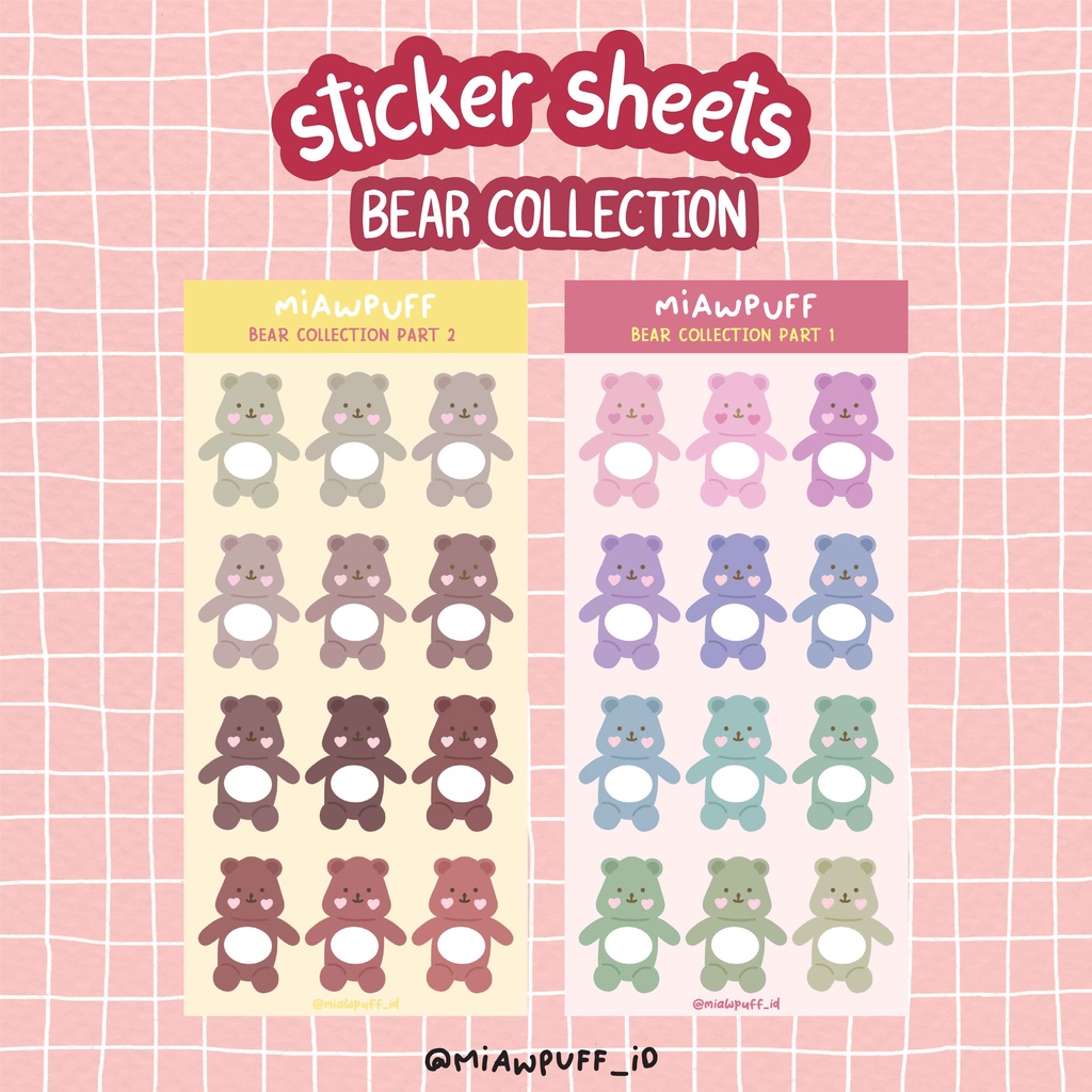 

BEAR COLLECTION STICKER SHEETS/STIKER JURNAL/STIKER AESTHETIC