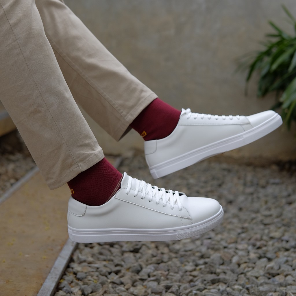 Phoenix White | Sneakers Putih Sepatu Casual Kasual Polos Ori Pria Cowok Footwear | Oxwalker FORIND