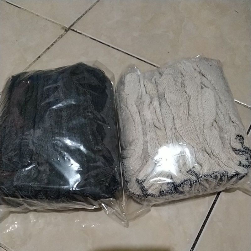 sarung tangan katun rajut second(bekas)biasa,warna putih (12pasang/1lusin/24 pcs)