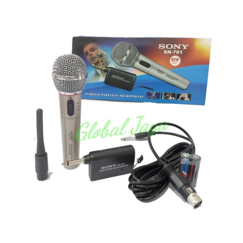 FREE BUBBLE Mic sony sn781 2 in1free kabel mic wireless sony sn781+kabel microphone sony mic kabel