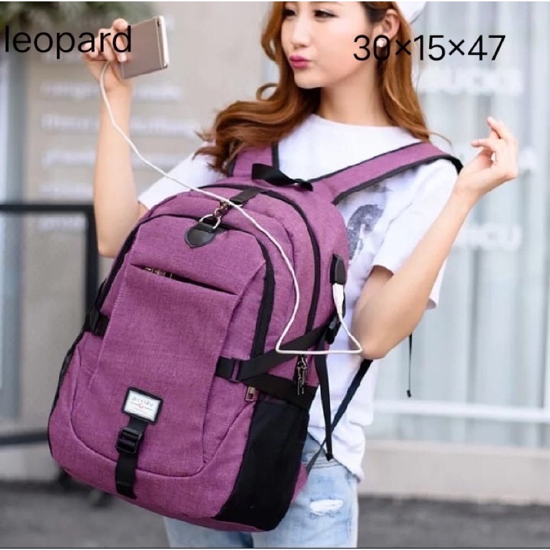 Ransel Korea polos simple tas travelling tas sekolah anak Oxyizu Backpack tas ransel carrier USB BACKPACK