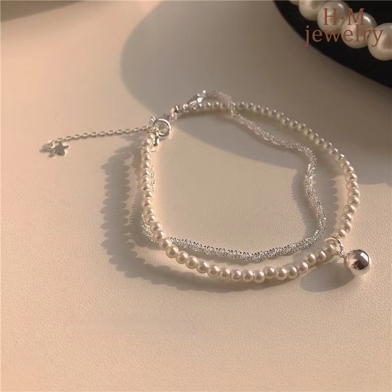 Gelang Mutiara Gypsophila Model Double Layer