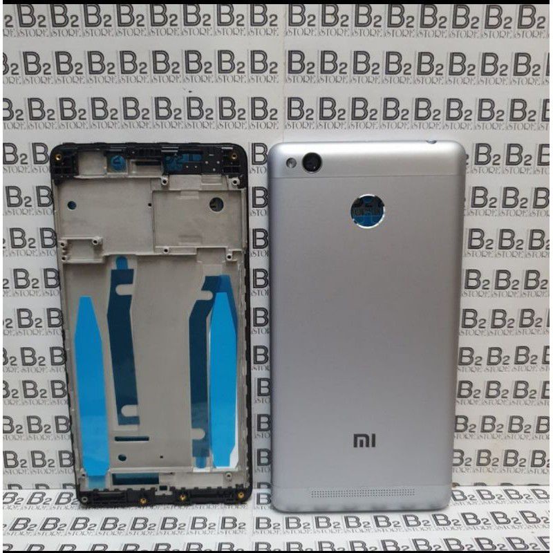 Casing Kesing Fullset Plus Frame Bazzel Bezel tulang tengah backdoor Xiaomi Redmi 3x Original