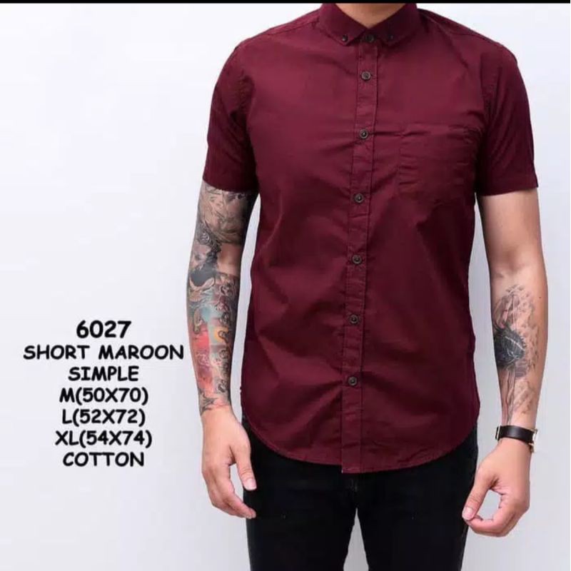 Kemeja Polos Hem Pria Lengan Pendek Baju Cowok Blouse