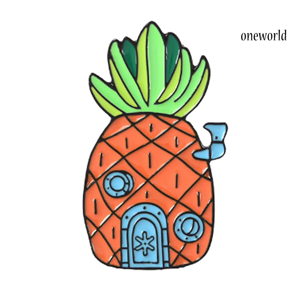 OW@ Badge Pin Cartoons Easy-cleaning Alloy Pineapple Lapel Brooch for Birthday