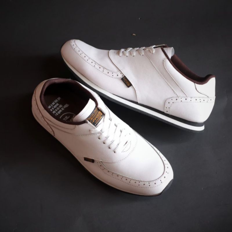 EZRA PUTIH -Sepatu Casual Kasual Sneakers Pria Kulit Asli/Cowok Sporty Lokal Ori Original Footwear