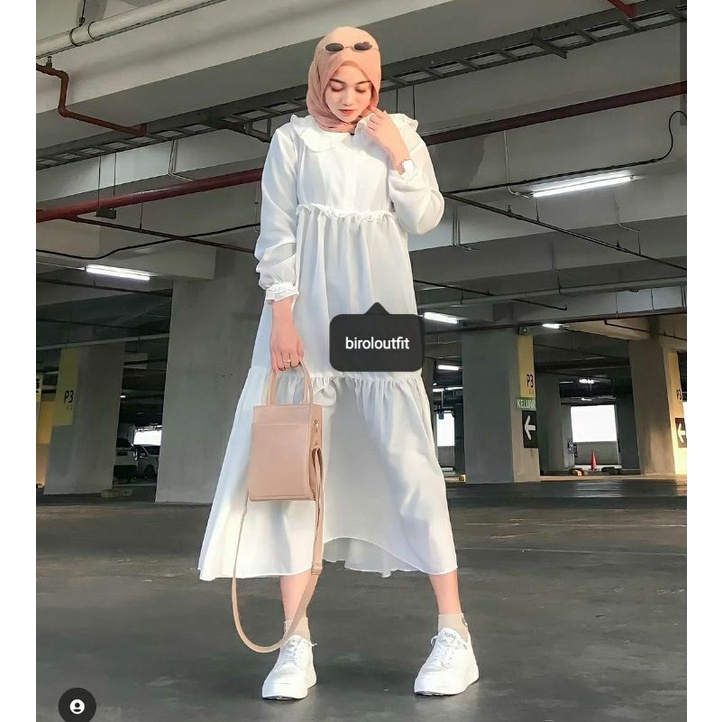 megumi midi dres ruffle biroloutfit/bisa busui