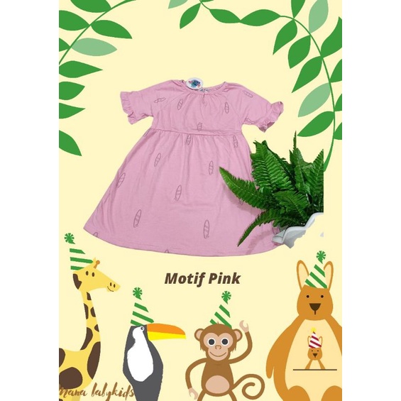dress anak motif pink