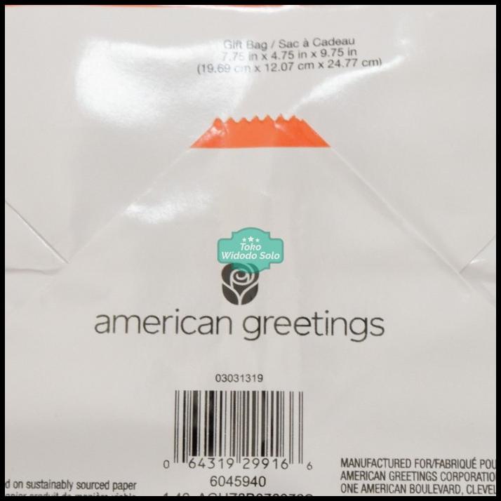 

Tas Kertas American Greetings Warna Polos 197X120X247Mm 1 Buah