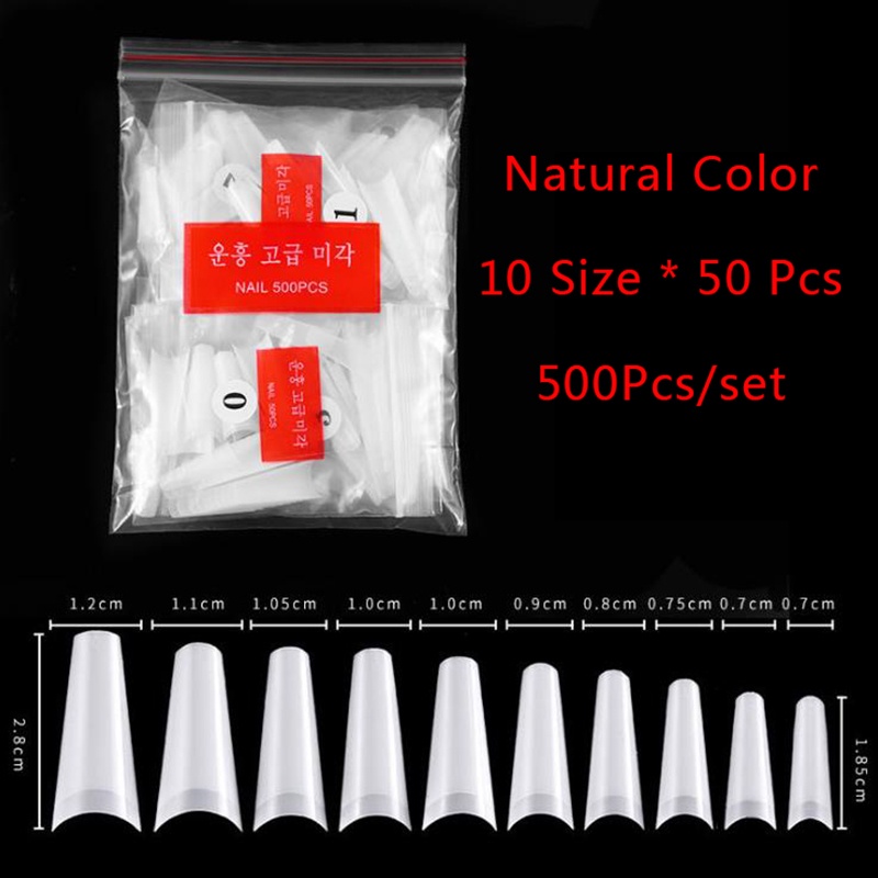 [KUKU PALSU] 500Pcs Clear French False Acrylic Nails Art Tips UV Gel Fake Manicure Tools .