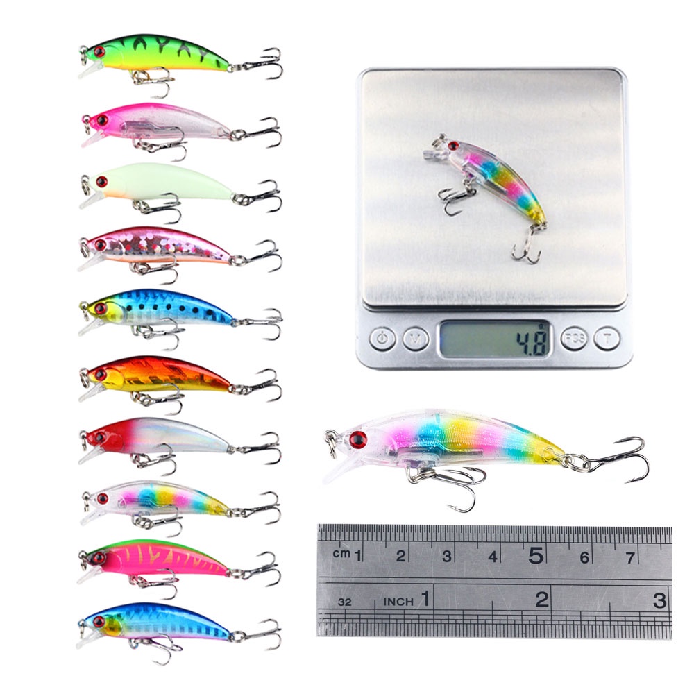 Hengjia 1pc Umpan Pancing Tiruan Bentuk Ikan Kecil Mata 3d 5.5cm 4.8g Sinking Fishing Lure Hard Plastic Bait