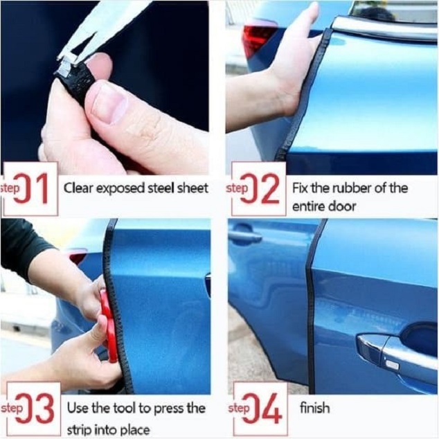 Pelindung Pintu Mobil Door Guard Tebal Anti Gores 10mm 5M 5 Meter Line Trim Steel PVC Premium