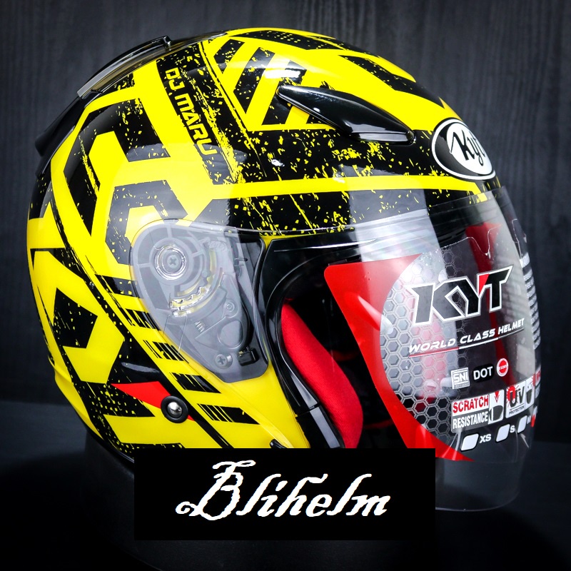 HELM KYT DJMARU #16 CRYMSON YELLOW BLACK KYT DJ MARU -16 HALF FACE HELMET-4