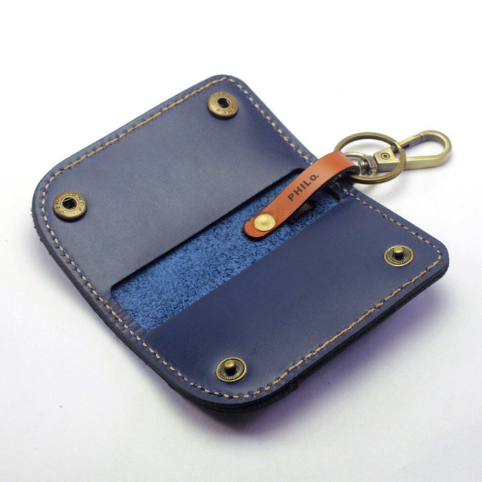 Dompet STNK Mobil Motor kulit asli key chain Biru