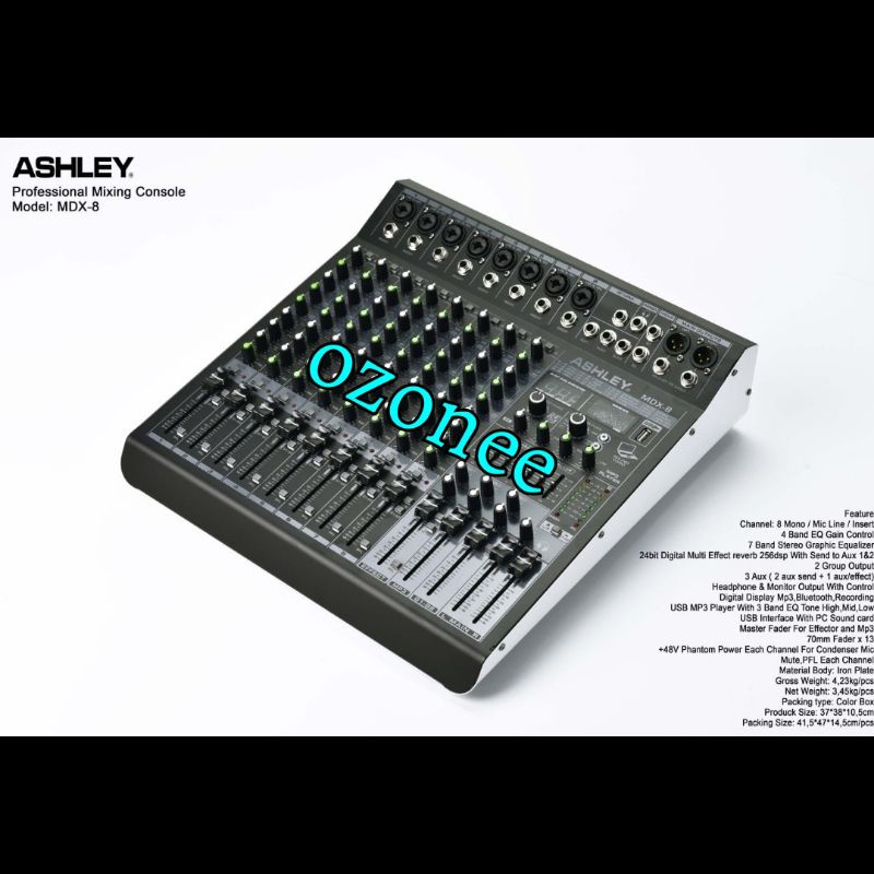 MIXER ASHLEY MDX 8 MDX8 ORIGINAL 8 CHANNEL