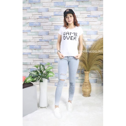 MDLV ~ GAME OVER TEE KAOS TULISAN GAME OVER KAOS CEWEK ATASAN CEWEK KAOS MURAH FASHION WANITA