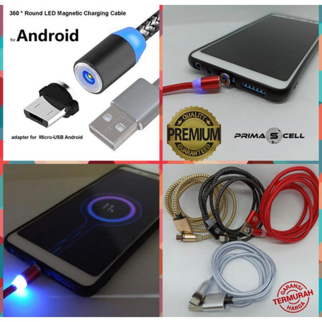 Kabel Data USB Magnet Charger Android IOS 2.4A Fast Charging 3in1 1M
