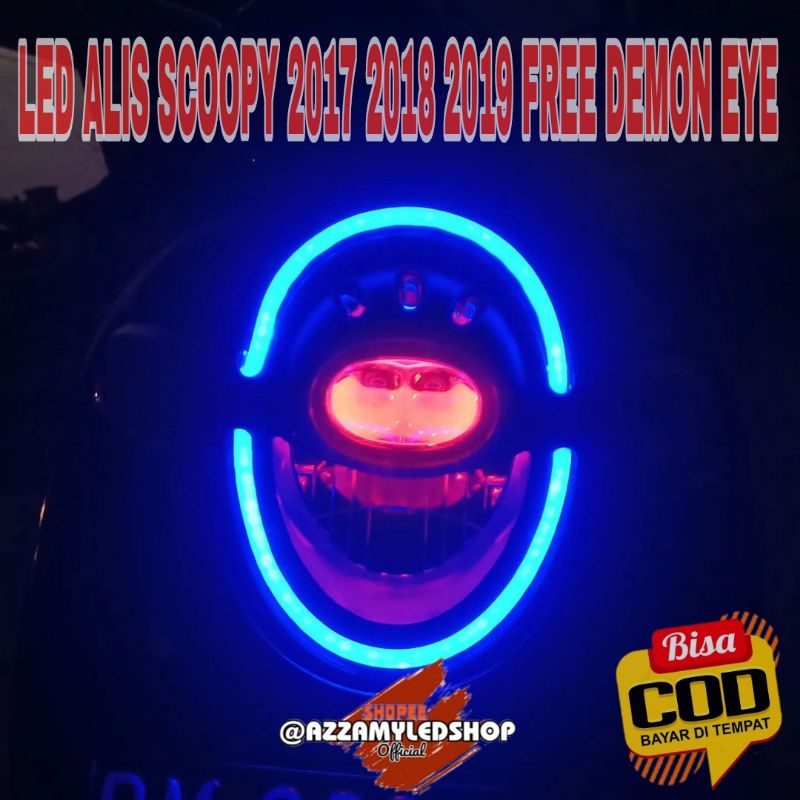 Paket lampu motor DRL alis lampu alis scoopy 2017 Scoopy 2018 Scoopy 2019 free demon eye devil eye kualitas grade A super terang