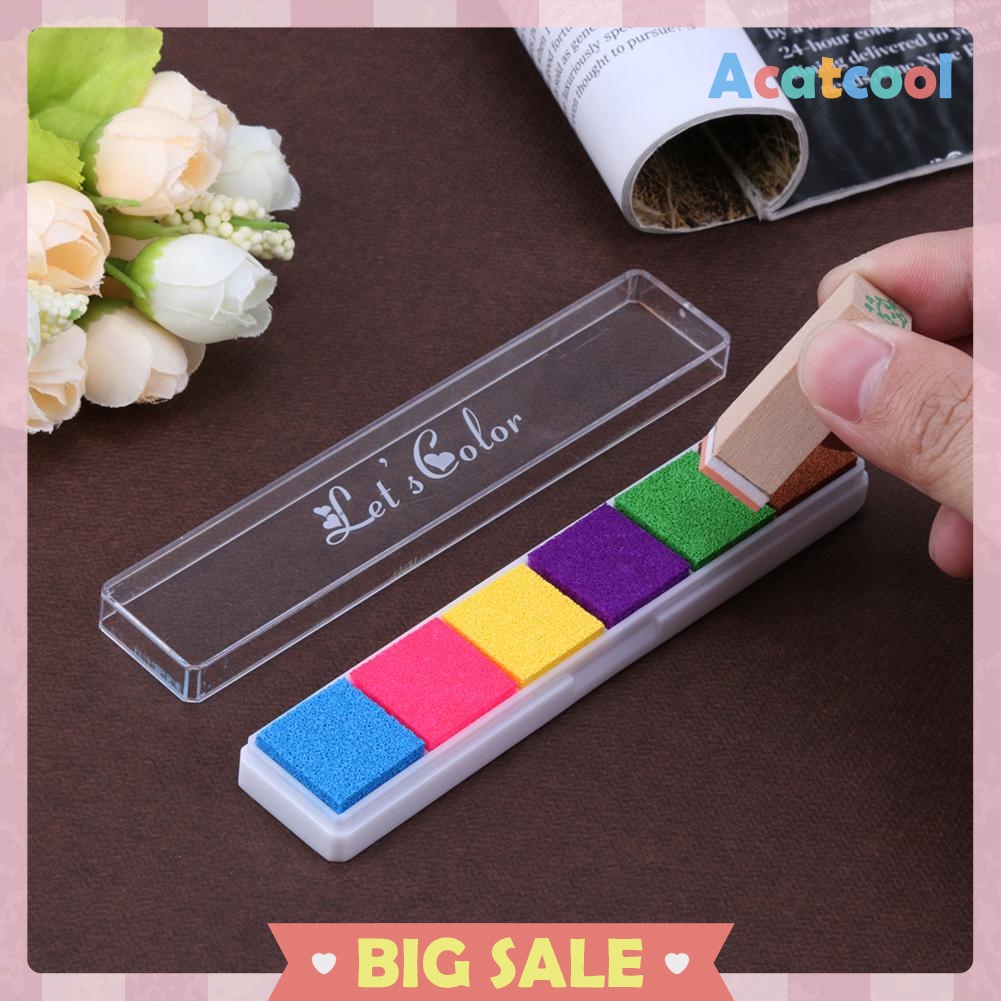 6 Colors Fingerprint Inkpad DIY Scrapbooking Colorful Ink Pad Stamp Decor