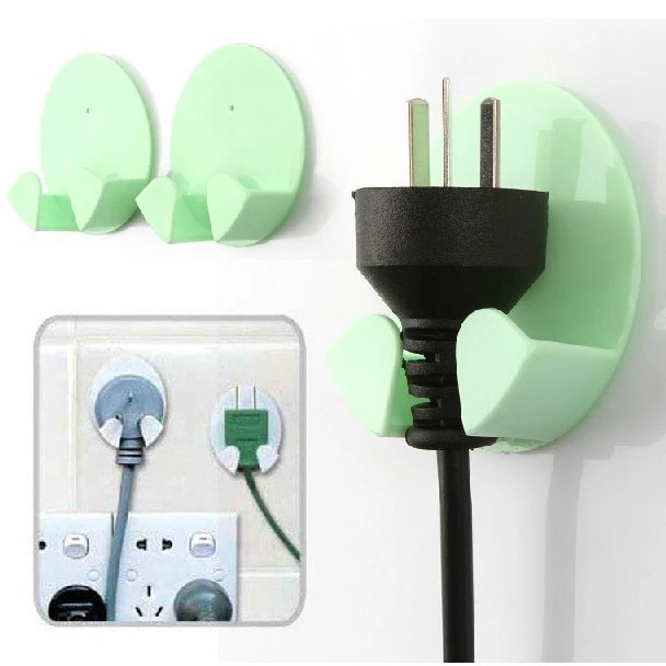 2 Pcs Rak Gantung Penyimpanan Power Socket Listrik Multifungsi Dengan Perekat Kuat