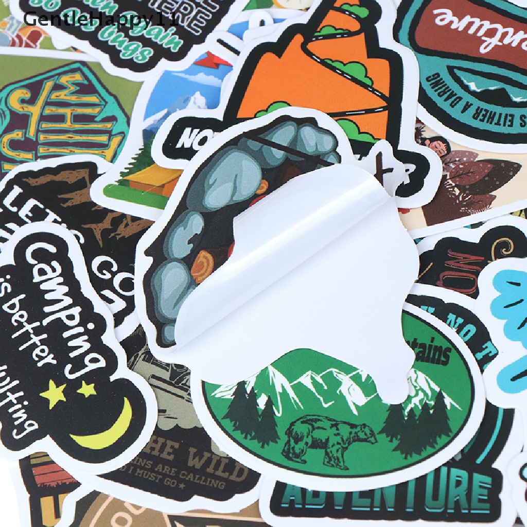 Gentlehappy 50Pcs Camping Landscape Sticker Outdoor Adventure Koper Laptop Stiker Gitar