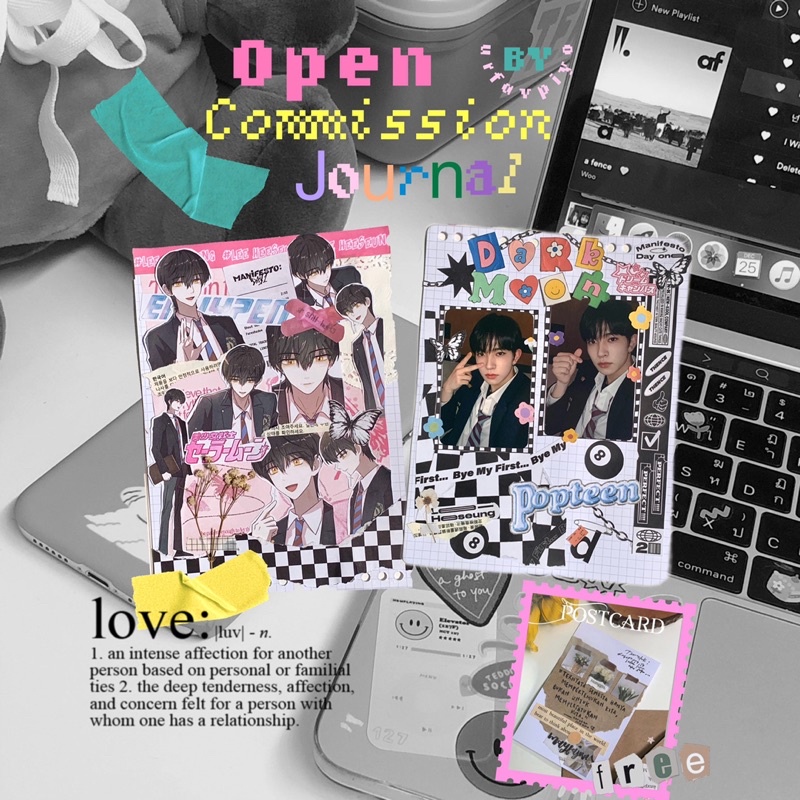 

Commission Journal KPOP | Deco Cover Binder A6 A5 A4 B5 | Deco mails photocard | Dekorasi Aesthetic Custom Nct Dream NCT127 Bts Aespa Enhypen The boyz Stray kidz TXT Ateez Red Velvet ITZY Seventeen Treasure EXO Astro Wayv Newjeans Stayc Blackpink